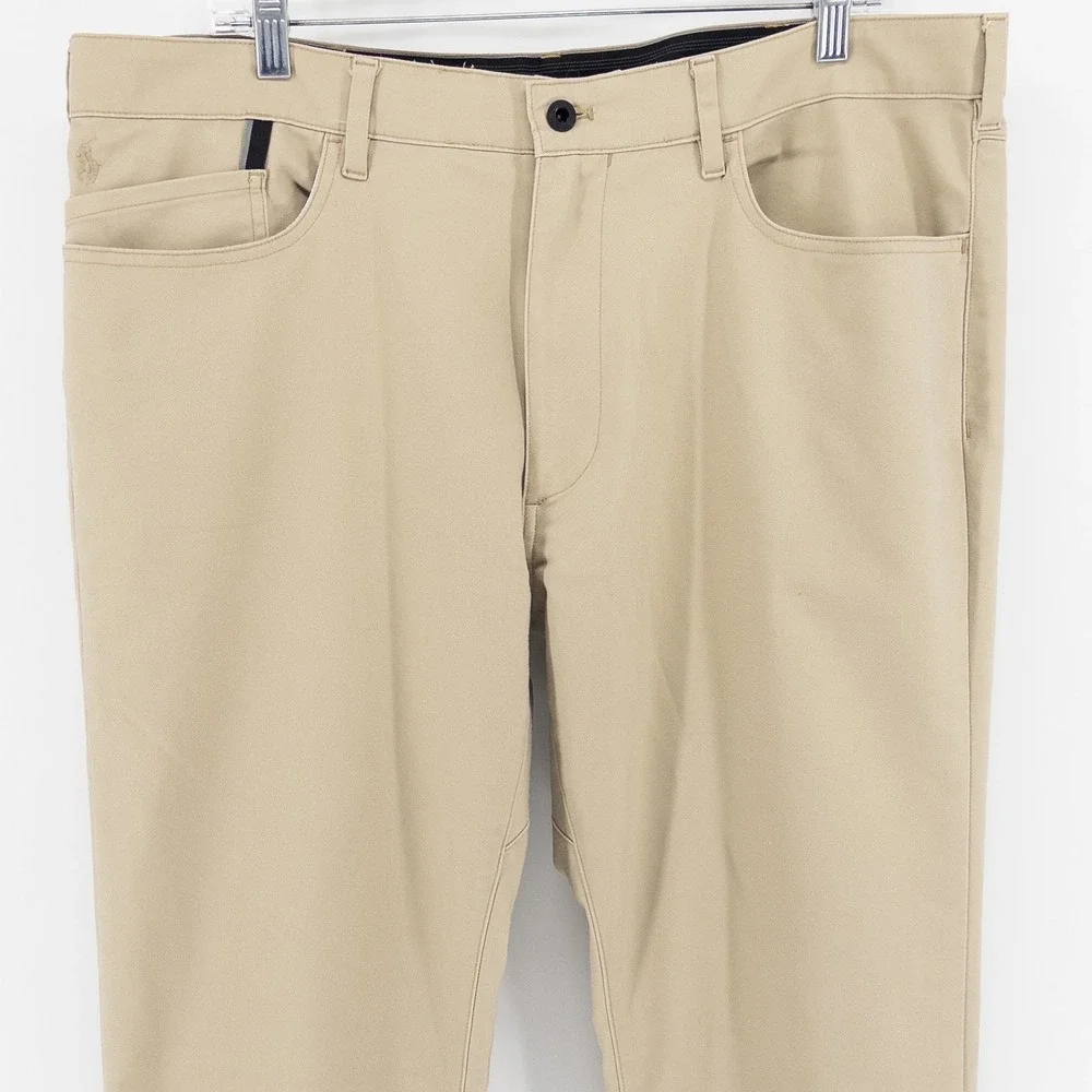 Polo Ralph Lauren Mens 36x32 Stretch Slim Fit Dobby Performance Pants Tan Chinos